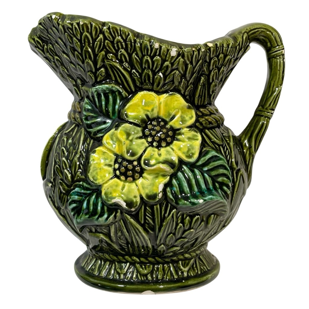 Vintage 1950s Sculptured Wheat by Rubens Original Japan Small Ceramic Pitcher